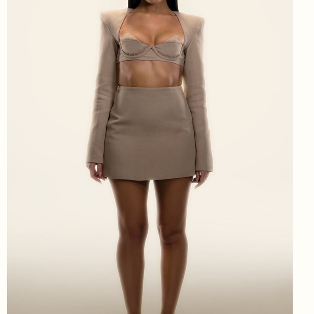 PrettyLittleThing Tan A-Line Skirt